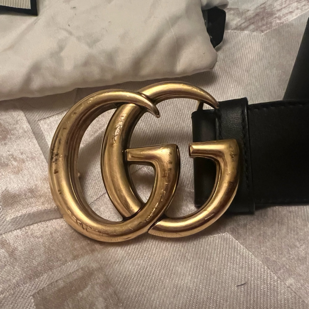 Gucci GG Marmont Leather Belt in Smooth Black Leather w/ Dustbag - Picture 7 of 8